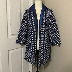 Grace Chuang New York Navy w/ Polka Dot Women’s Open Front Jacket Size S